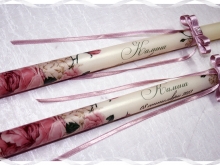 Ритуална свещ за кръщене в лила