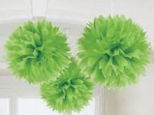 Декорация висяща-хартиени понпони зелени
