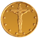 Позлатена монета Исус Христос на кръста