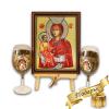 Подарък за кръстник / Комплект червена Света Богородица